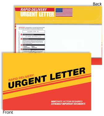 9 X 12 Rapid Delivery URGENT LETTER Red & Yellow